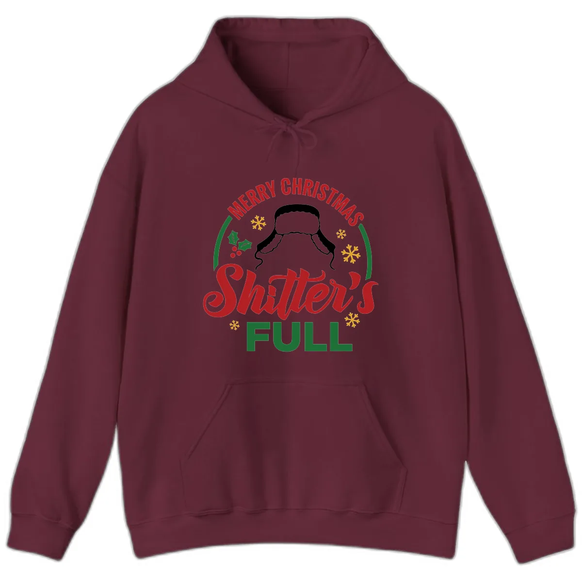 Christmas Shitter's Full Graphic Hoodie in Maroon
